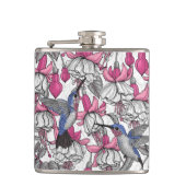 Witte fuchsie en kolibrie heupfles (Voorkant)