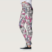 Witte fuchsie en kolibrie leggings (Links)