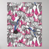 Witte fuchsie en kolibrie poster (Voorkant)