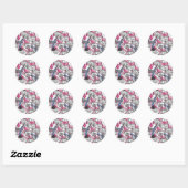 Witte fuchsie en kolibrie ronde sticker (Vel)