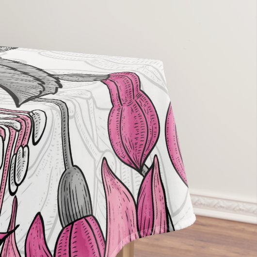 Witte fuchsie en kolibrie tafelkleed (Voorbeeld)