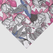 Witte fuchsie en kolibrie tissuepapier (Detail)