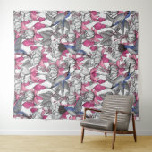 Witte fuchsie en kolibrie wandkleed (In Situ (horizontaal))