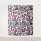 Witte fuchsie en kolibrie wandkleed (Voorkant)