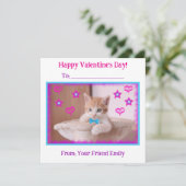 Witte Funky Kinder Kitten Klaslokaal Valentijns's Feestdagenkaart (Staand voorkant)