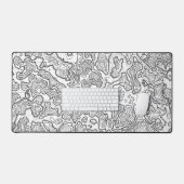 witte gaming muismat desk pad topografische kaart (Keyboard & Muis)