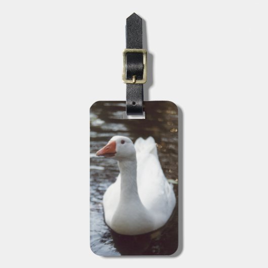 Witte gans bagagelabel (Voorkant verticaal)