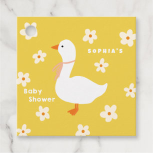 Witte Gans en Daisies Baby shower Bedankjes Labels