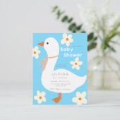 Witte Gans en Daisies Baby shower Briefkaart (Staand voorkant)