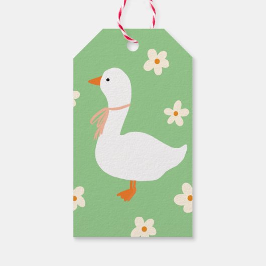 Witte Gans en Daisies Baby shower Cadeaulabel (Achterkant)