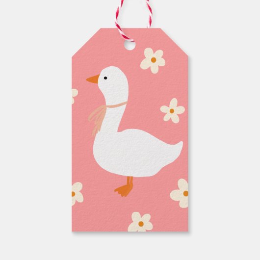 Witte Gans en Daisies Baby shower Cadeaulabel (Achterkant)