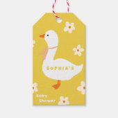 Witte Gans en Daisies Baby shower Cadeaulabel (Voorkant)