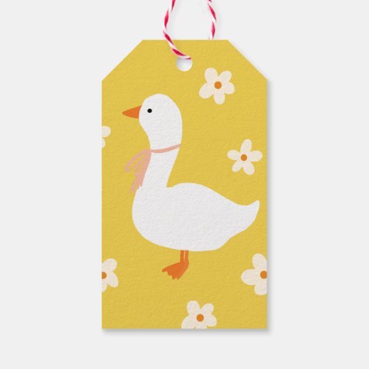 Witte Gans en Daisies Baby shower Cadeaulabel (Achterkant)