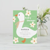 Witte Gans en Daisies Baby shower Kaart (Staand voorkant)