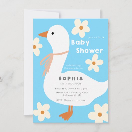 Witte Gans en Daisies Baby shower Kaart (Voorkant)