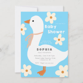 Witte Gans en Daisies Baby shower Kaart