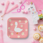Witte Gans en Daisies Baby shower Papieren Bordje (Feest)