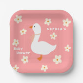 Witte Gans en Daisies Baby shower Papieren Bordje (Voorkant)
