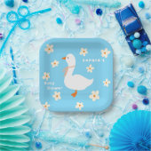 Witte Gans en Daisies Baby shower Papieren Bordje (Feest)