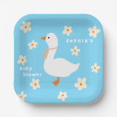 Witte Gans en Daisies Baby shower Papieren Bordje (Voorkant)