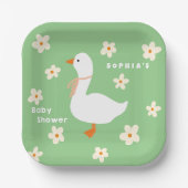 Witte Gans en Daisies Baby shower Papieren Bordje (Voorkant)