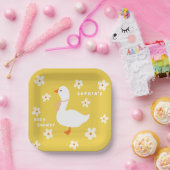 Witte Gans en Daisies Baby shower Papieren Bordje (Feest)