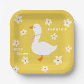 Witte Gans en Daisies Baby shower Papieren Bordje (Voorkant)
