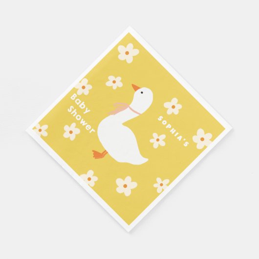 Witte Gans en Daisies Baby shower Servet (Hoek)