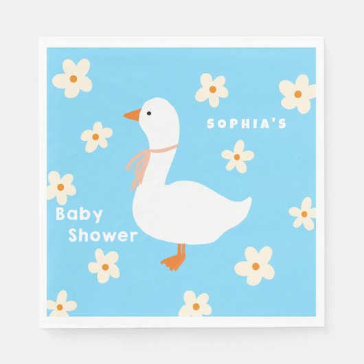Witte Gans en Daisies Baby shower Servet (Voorkant)