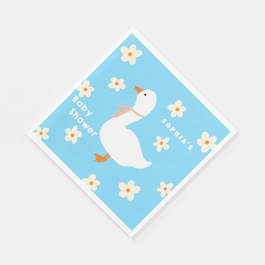 Witte Gans en Daisies Baby shower Servet (Hoek)