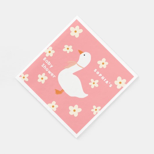 Witte Gans en Daisies Baby shower Servet (Hoek)