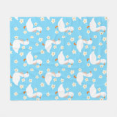 Witte Gans en Daisies Dank U Blauw Fleece Deken (Voorkant (Horizontaal))