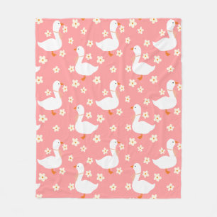 Witte Gans en Daisies Dank u Roze Fleece Deken