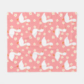 Witte Gans en Daisies Dank u Roze Fleece Deken (Voorkant (Horizontaal))