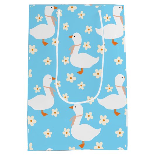 Witte Gans en Daisies Medium Cadeauzakje (Achterkant)