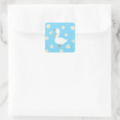Witte Gans en Daisies Vierkante Sticker (Tas)