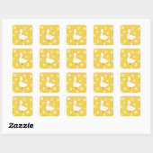 Witte Gans en Daisies Vierkante Sticker (Vel)