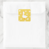 Witte Gans en Daisies Vierkante Sticker (Tas)