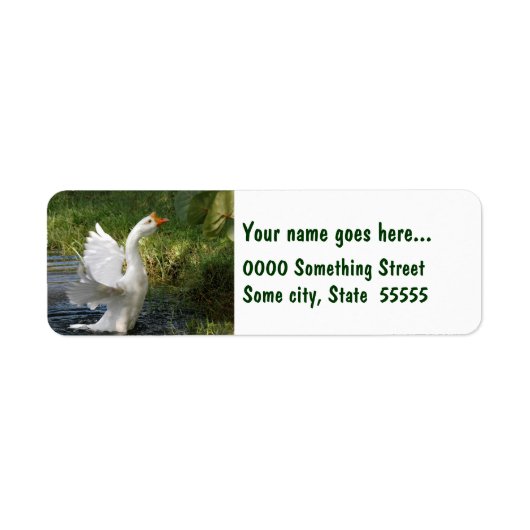 Witte gans flapperende vleugels Retouradres Labels (Voorkant)