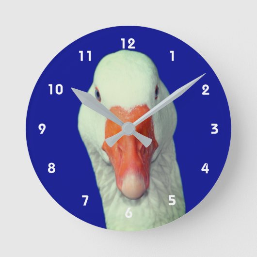 Witte Gans Gezicht Schattig Dier Ronde Klok (Voorkant)