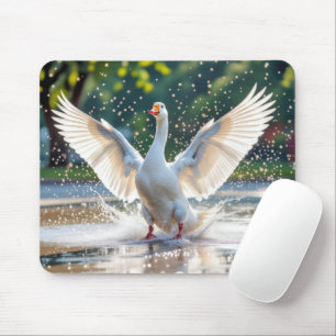Witte gans in een spetterbad muismat
