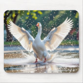 Witte gans in een spetterbad muismat (Voorkant)