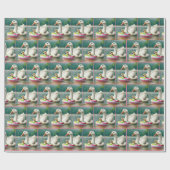 Witte Gans met Gosling in een opblaasbare ring Cadeaupapier (Vlak)