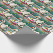 Witte Gans met Gosling in een opblaasbare ring Cadeaupapier (Hoek)