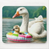 Witte Gans met Gosling in een opblaasbare ring Muismat (Voorkant)