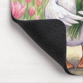 Witte Gans Met Roze Tulpen Muismat (Hoek)