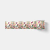 Witte Gans Met Roze Tulpen Satijnen Lint (Voorkant)