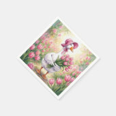 Witte Gans Met Roze Tulpen Servet (Hoek)
