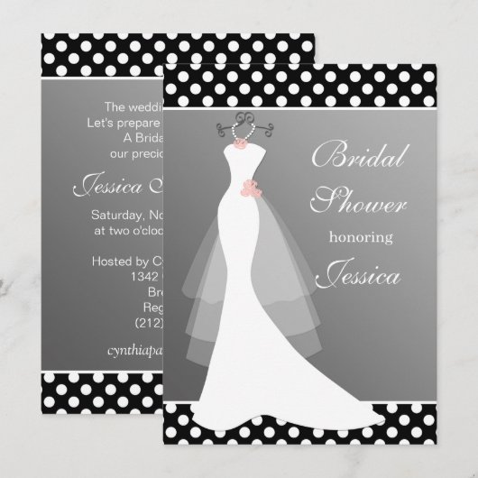 Witte gans op grijs, polka stit Vrijgezellenfeest Kaart (Voorkant / Achterkant)