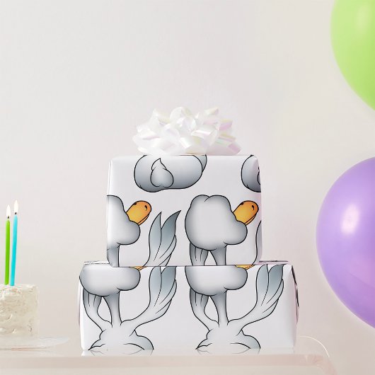 Witte Gans Van Achteren Domme Vogel Cadeaupapier